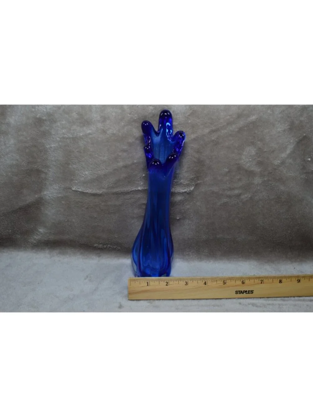 Vintage Cobalt Blue 5-Finger Swung Art Glass Vase MCM Retro Bud Retro Chic